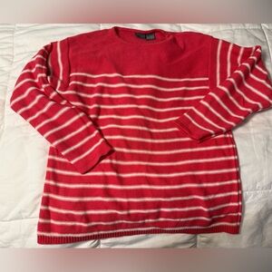 Liz Wear Salmon and White Striped Sweater